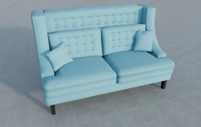 Tufted Winged Blue Loveseat