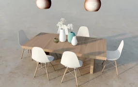 Scandinavian Wood Dining Set