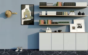 Bookcase With Wall Shelf