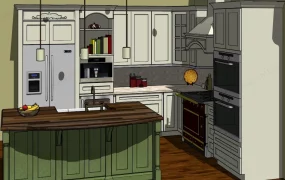 Small Retro Kitchen With Island