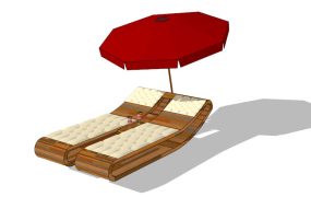 Double Chaise Lounge with Umbrella