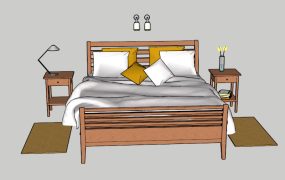 Wood Queen Size Bed with Nightstands