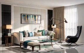 Mid Century Inspired Living Space SketchUp 3D Model