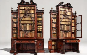 Ornate Wooden Breakfront Bookcases SketchUp 3D Model