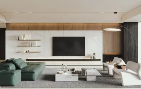 Ultra Modern Japandi Living Room Design SketchUp 3D Model