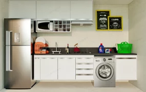 Modern Kitchen With Washing Machine