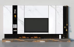 Built In Fireplace And TV Wall Unit