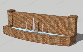 Brick Fish Pond And Fountain