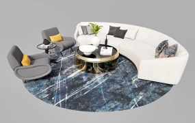 Curved Sofa And Chairs Set