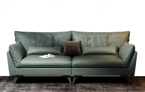 Modern Sage Green Leather 3 Seater Sofa SketchUp 3D Model