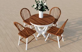 Rustic Wood Round Dining Set