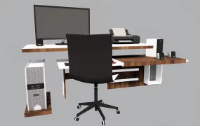 Modern Office Workstation With Chair