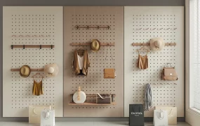 Modular Wooden Wall Pegboard Storage And Display System SketchUp 3D Model
