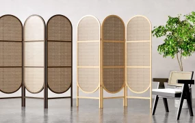 Folding Screen Rattan Room Divider
