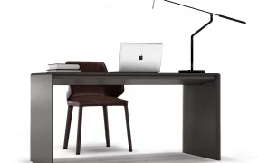 Modern Minimalist Executive Desk Set With Chair SketchUp 3D Model