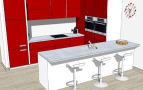Red Kitchen with Island