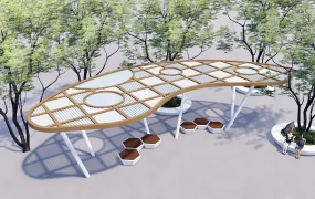 Modern Urban Pavilion With Benches