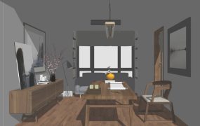 Modern Home Office with Bookshelf