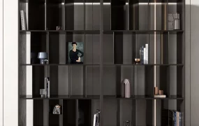 Modern Dark Wood Open Display Bookshelf Set SketchUp 3D Model
