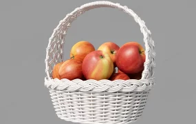 Apples In White Woven Wicker Basket