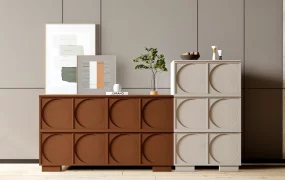 Modern Geometric Circle Relief Storage Credenza & Cabinet Set SketchUp 3D Model
