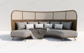 Curved Rattan Sofa