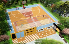 Outdoor Badminton And Basketball Court
