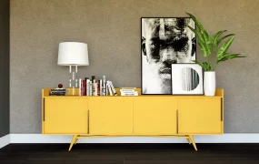 Modern Yellow 4 Door Sideboard