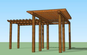 L-shaped Wood Pergola