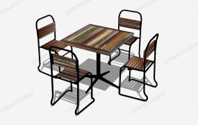 5 Piece Industrial Retro Dining Set