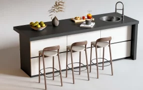 Contemporary Minimalist Kitchen Island Setup