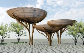 Mushroom Shaped Bamboo Pavilions