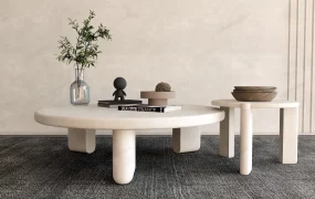 White Round Nesting Coffee Tables