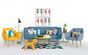 Fabric Living Room Furniture Set