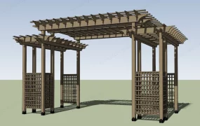 Wood Pergola With Trellis