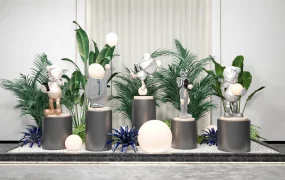 Indoor Garden With Statues