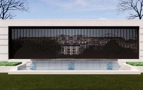 Modern Landscape Feature Wall And Water Fountain