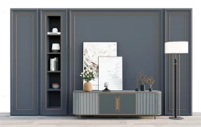 Accent Wall Sideboard Decorating Idea