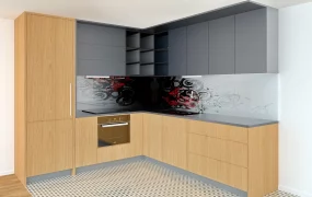 Black And Wood Kitchen