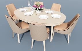 7 Piece Oval Dining Table Set