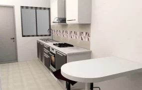 Small Narrow Kitchen With Dining Table