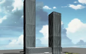 Modern Twin Tower Skyscraper Complex