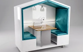 Modern House Shaped Mobile Acoustic Meeting Pod & Workstation SketchUp 3D Model