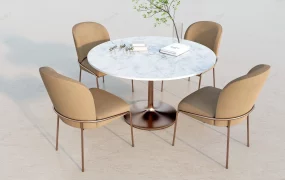 Round Marble Dining Table Set