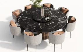 Modern 8 Person Round Dining Room Set