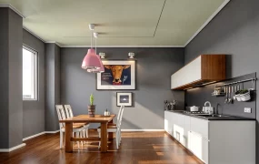 Modern Open Plan Kitchen & Dining Room Interior Scene SketchUp 3D Model