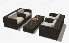 6 PCS Outdoor Patio Rattan Conversation Set