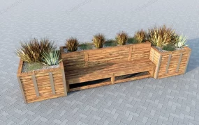 Wood Garden Bed With Bench