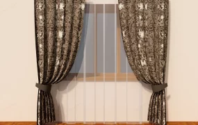 Brown Floral Curtains