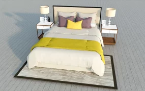 3 Piece Bed And Nightstand Set